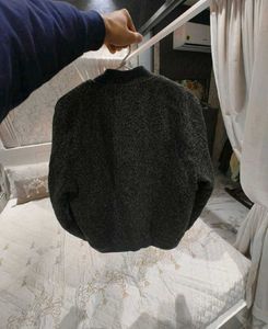 Wool charcoal grey bomber jacket