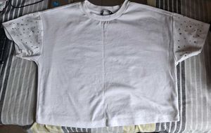 White Embellished Sleeve T-Shirt