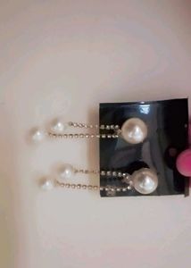 Gold Tone Hoop &amp; Pearl Drop Earrings Set