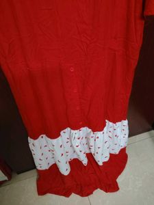 Chic Red &amp; White Print Maxi Dress