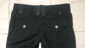 Black Cargo Capri Pants