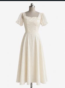 Cream Puff Sleeve Midi Dress