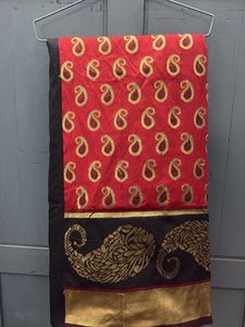 Red & Black Paisley Sari
