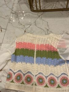 Crochet Knit Button-Up Vest