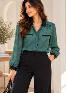 Kookai Green Printed Blouse – Size 38 (M)