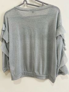 Sparkly "Believe" Ruffle Baggy Sleeve Top