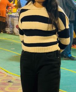 Sale for today only Korean Blue &amp; Beige sweater