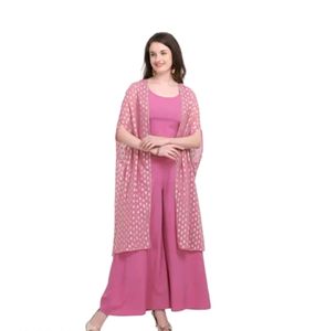 Pink Palazzo Set with Shrug