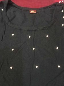 Stylish Black Pearl Embellished Top