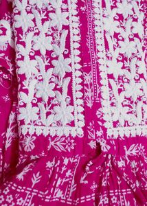 Vibrant Pink chikenkari anarkali kurti