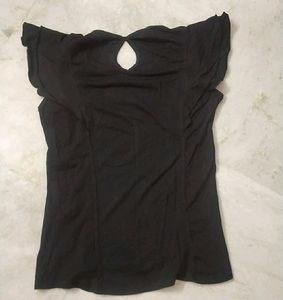 Black Ruffle Sleeve Top