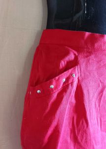 Chic Red Skirt with Embellishments