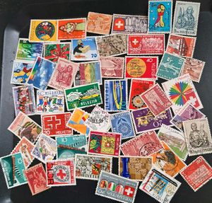 50 vintage HELVETIA Switzerland stamps