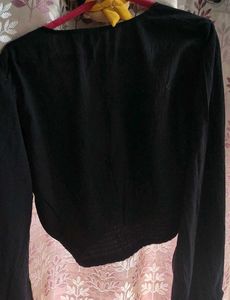 Zara Bell Sleeve Black Crop Top