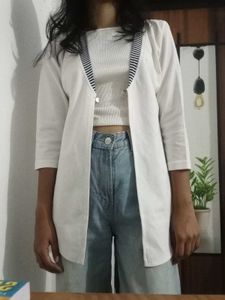 Chic White Longline Jacket