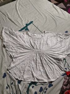 Lightweight Grey Striped Batwing Top