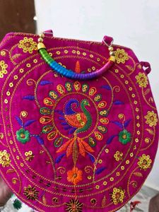 Embroidered Peacock Handbag