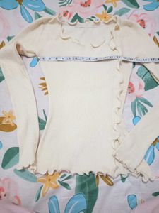 Ruffle Trim Long Sleeve Top
