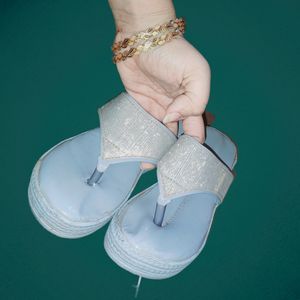 Blue Platform Flip Flops