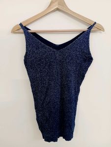 Sparkly Navy Blue V-Neck Tank Top