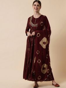 Maroon a Line Kurta Set-New