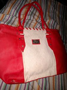 Red &amp; White Tote Hand Bag