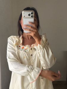 Cozy Cream Pajama Set with Floral Detail