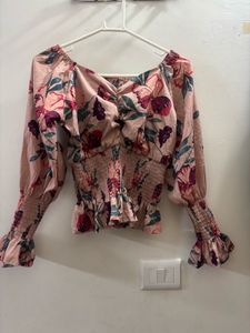 Floral Print Smocked Crop Top