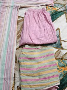 XXL Striped Kurta Set with Dupatta