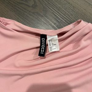 H&amp;M pink Ruched Long Sleeve Top