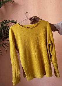 Ribbed Mustard Yellow Long Sleeve Top