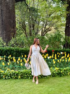 Chic Gingham Halter Neck Midi Dress