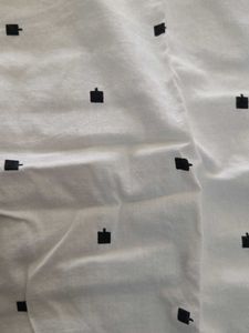 Trendy White Print Button-Down Shirt Size L
