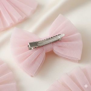 Cute Bow Hair Clips - Set of 6 Pink Lavender white