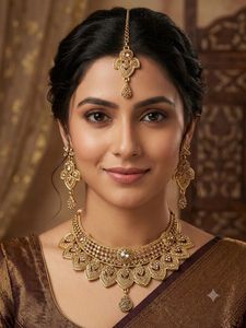 Exquisite Gold-Toned Indian Jewelry Set