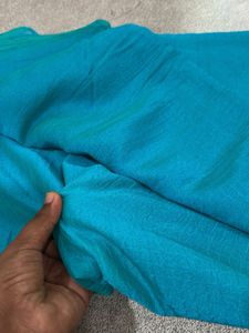 Stunning Teal Saree with Silver Blouse