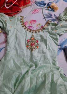 Elegant Mint Green Anarkali Gown
