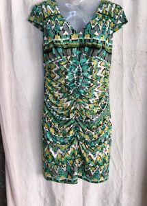 I. Stylish Ruched Geometric Print Dress