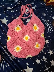 Crochet Daisy Tote Bag