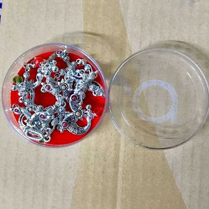 Designer Silver Anklets with Red Stones