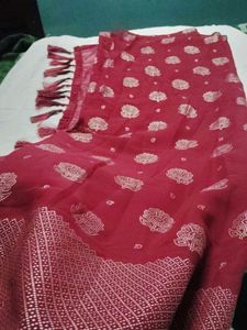 Maroon Saree with White Floral Print