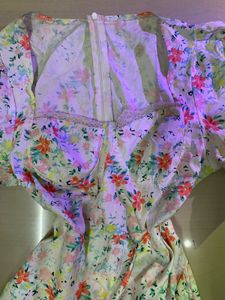 Floral Puff Sleeve Sweetheart Neck Dress