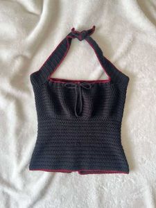 Pink Crochet Halter Top