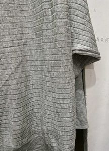 Gray Striped Casual Pullover Top