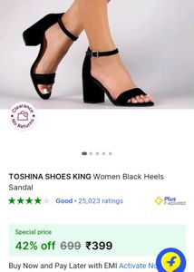 Black Casual Heels For Women's And Girls