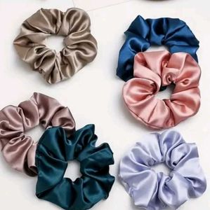 12 Satin Scrunchies Set - Assorted Colors