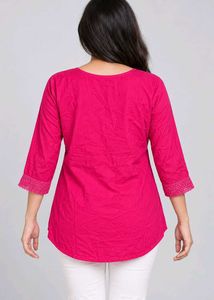 Stylish Pink Kurta with Lace Detail