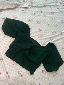 Stylish Emerald Green Puff Sleeve Top