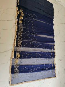 Elegant Navy Blue Embroidered saree