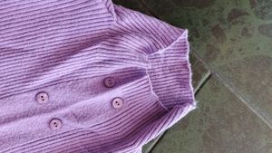 Lilac Ribbed Button-Up Sweater